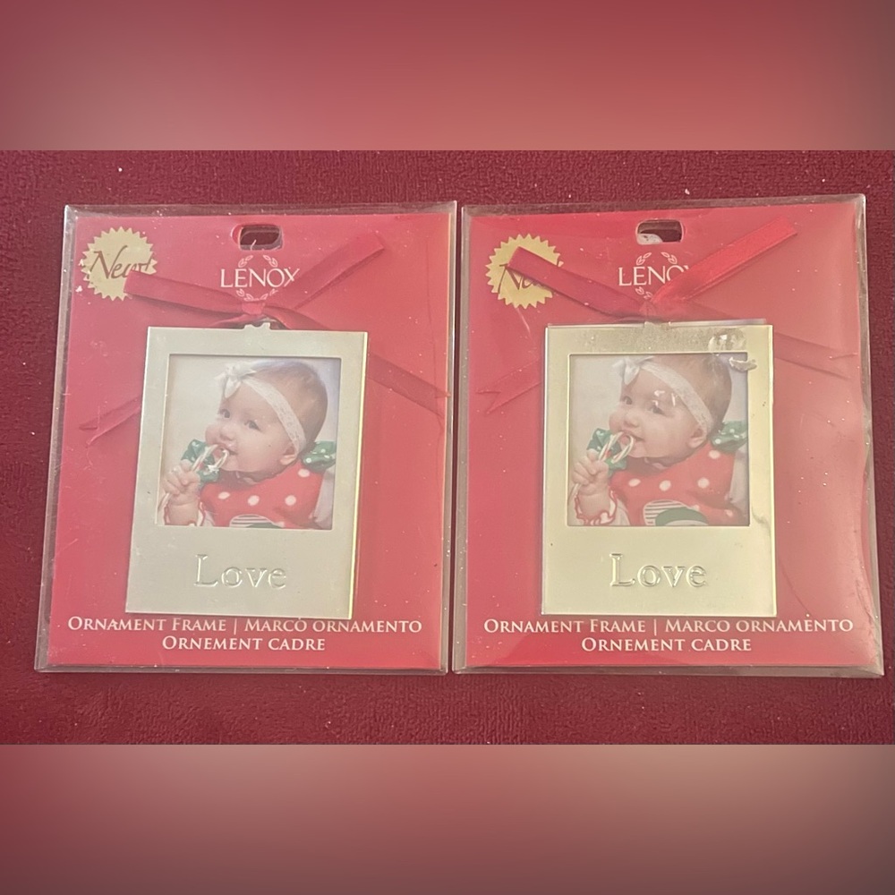Lenox "Love" silver-plated metal ornament bundle of 2 NWT